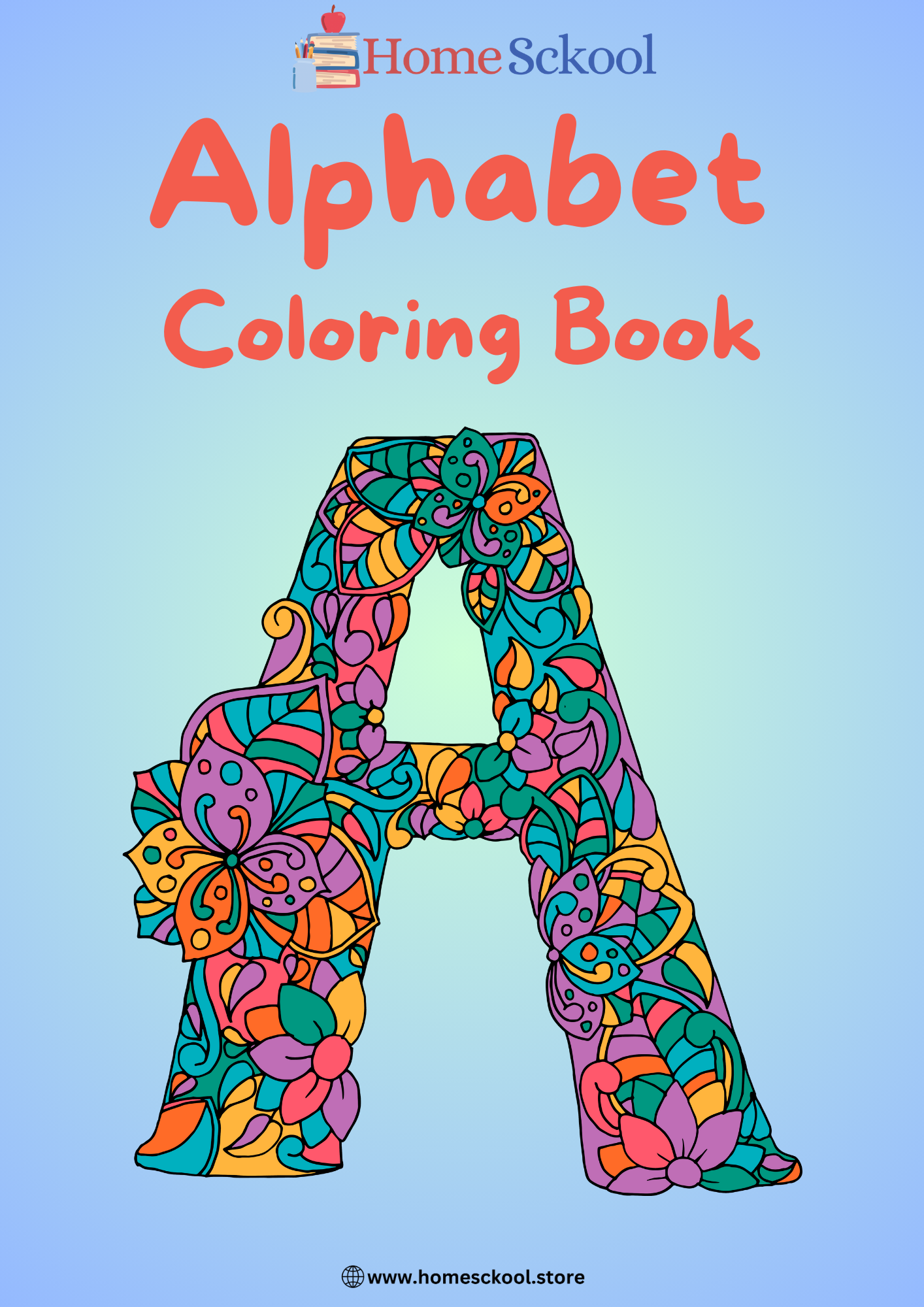 Floral Alphabet Coloring Pages Workbook 2 in Black and White Illustrative Style High Quality PDF Unlimited Downloads - Image 2