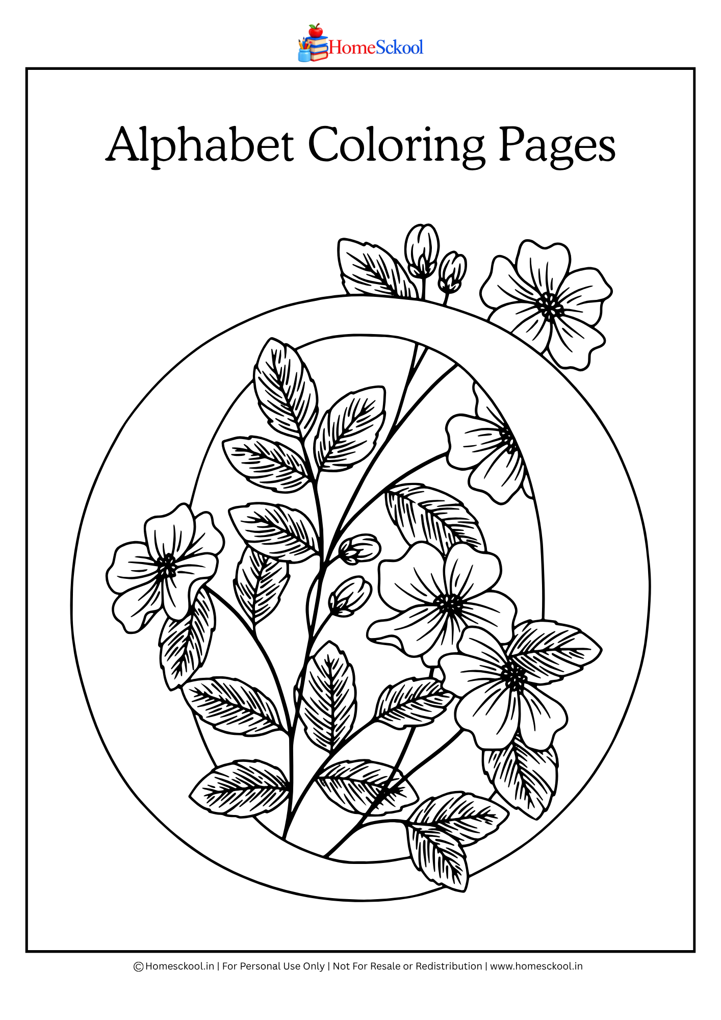 Floral Alphabet Coloring Pages (Printable PDF) - Image 4
