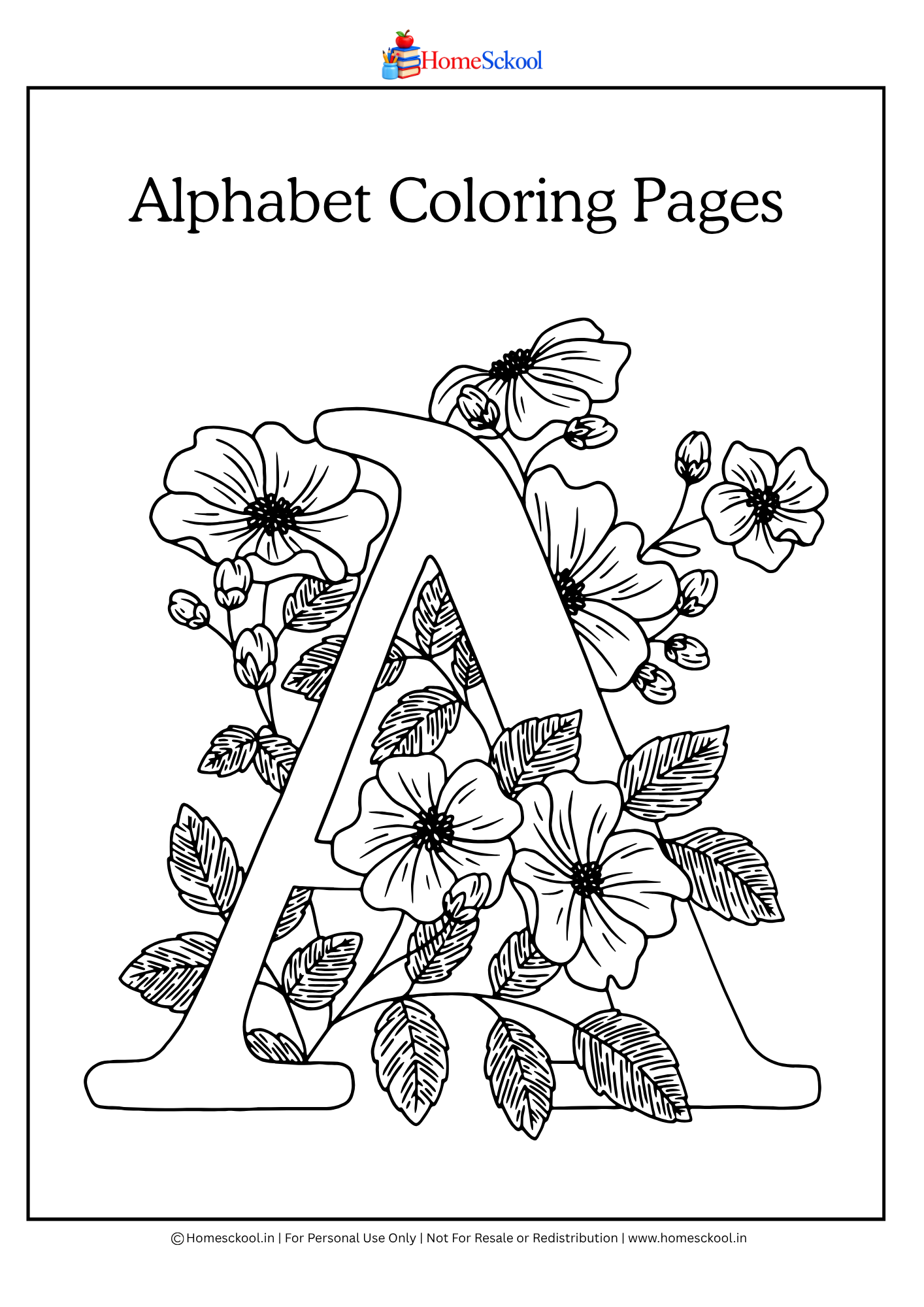 Floral Alphabet Coloring Pages (Printable PDF) - Image 2