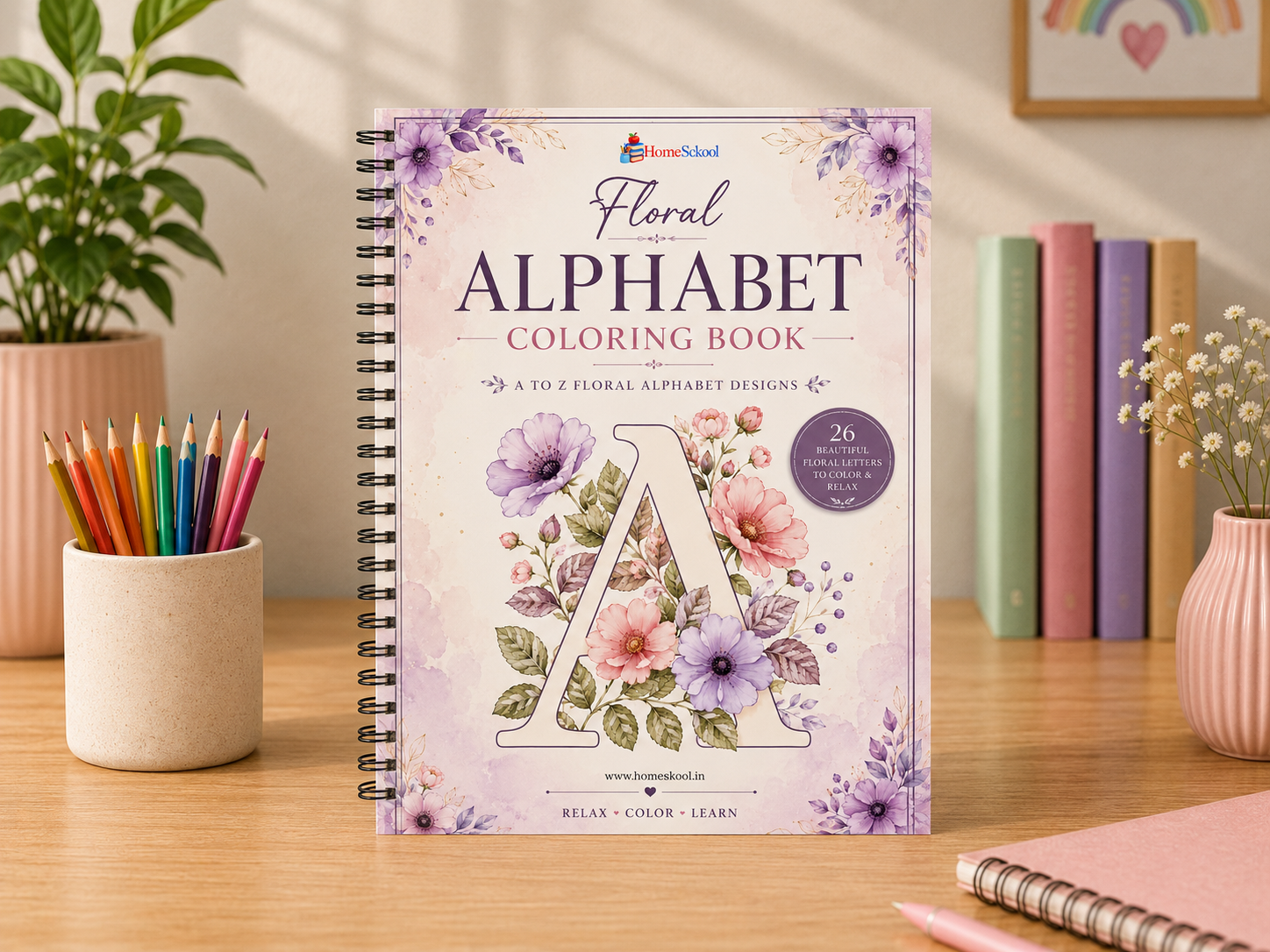 Floral Alphabet Coloring Pages (Printable PDF)