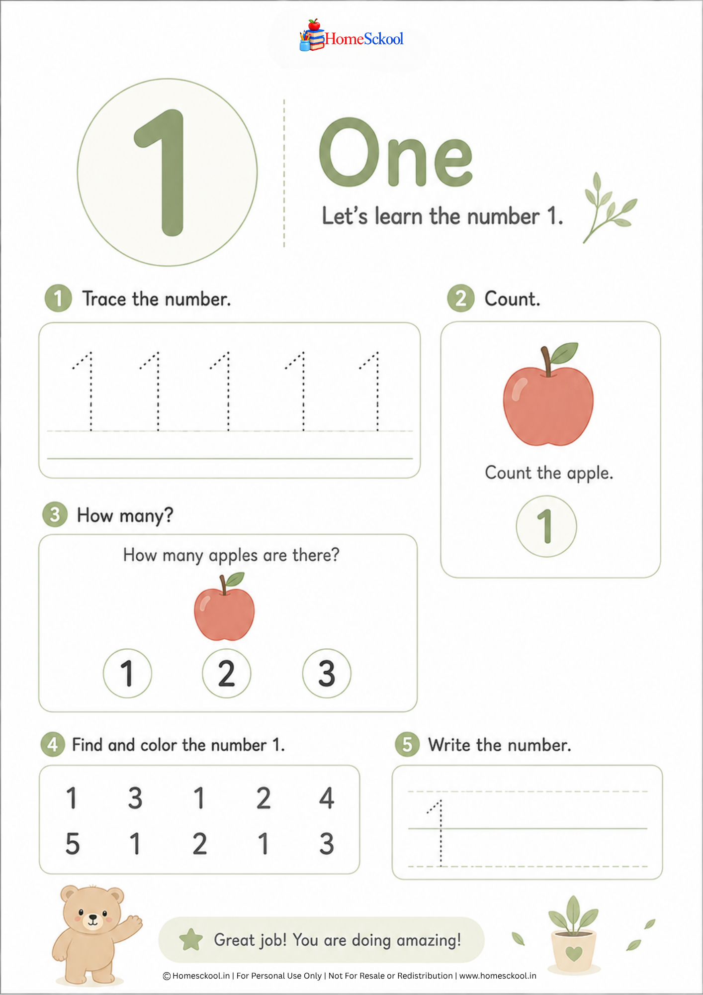 My First Numbers Book – Preschool Number Tracing & Counting Workbook (1–20 Printable PDF) - Image 2