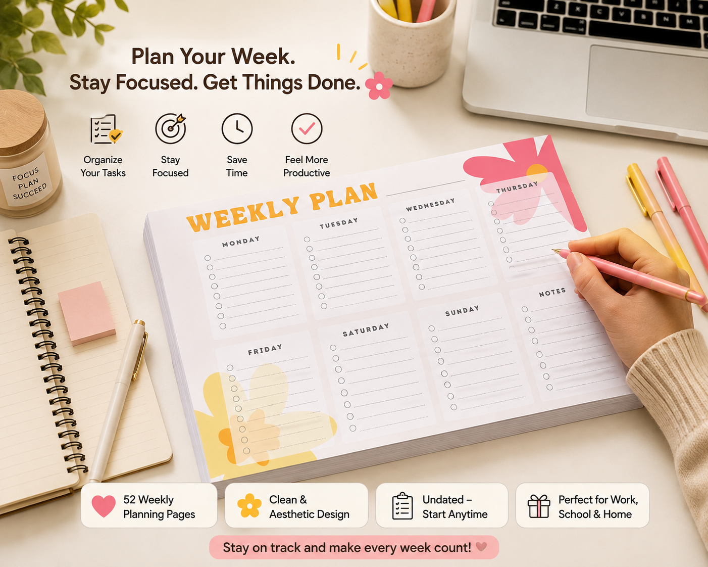 Daisy Weekly Planner – Printable A4 Weekly Planner - Image 3